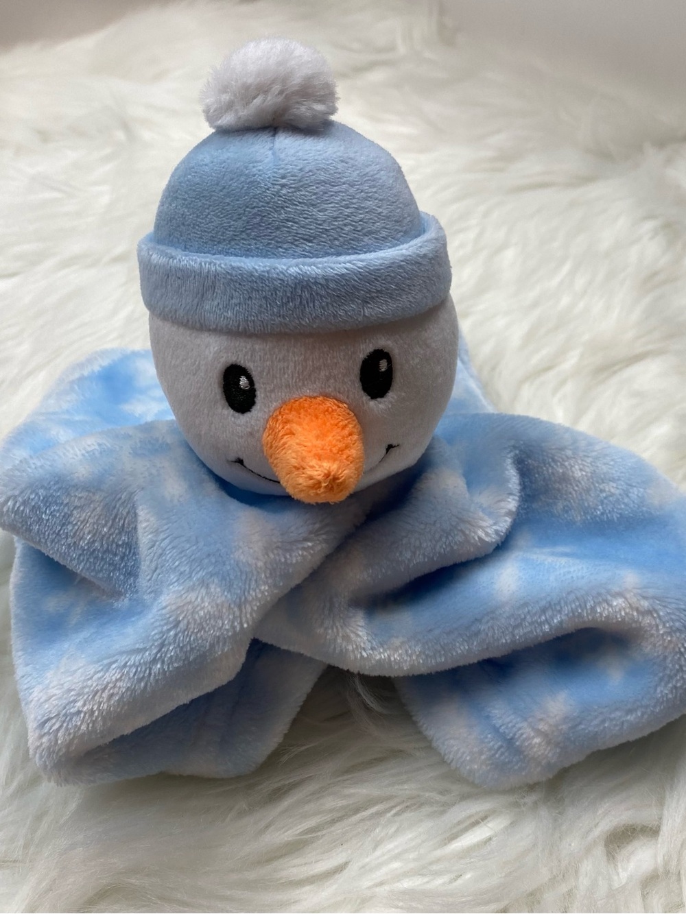 Hudson Baby Infant Plush Snowman Security Blanket Lovey Blue White